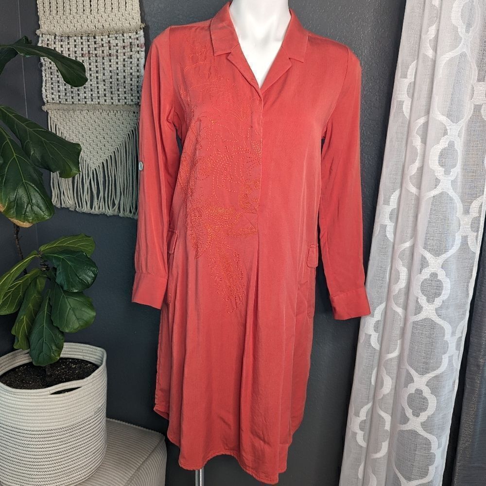 Soft Surroundings Weekender Embroidered Shirt Dress - Picture 3 of 10